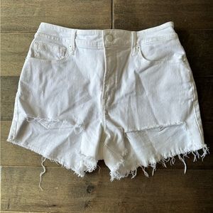 Good American white cutoff shorts
